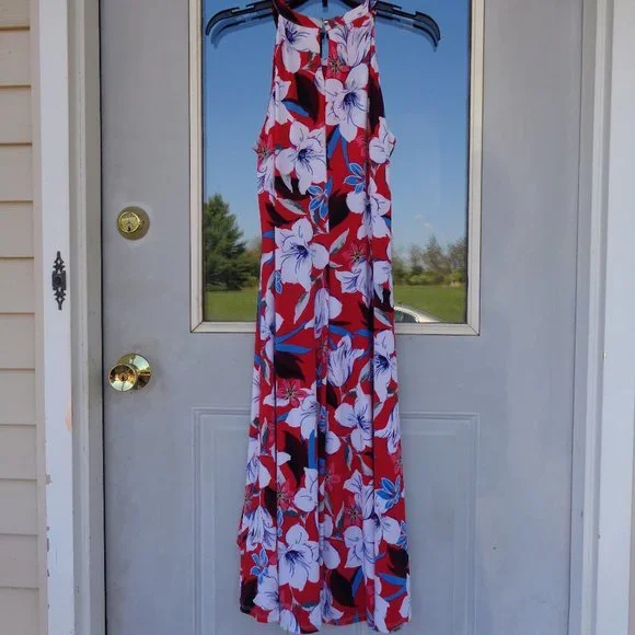 Jennifer Lopez dress floral print high low cut out detail sleeveless XS - Picture 6 of 16